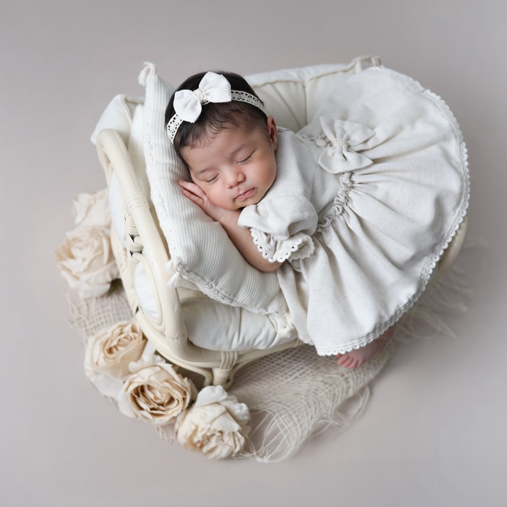 Baby Clothing Next - Pasgeboren fotografie rekwisieten babymeisjeskleding kanten rug