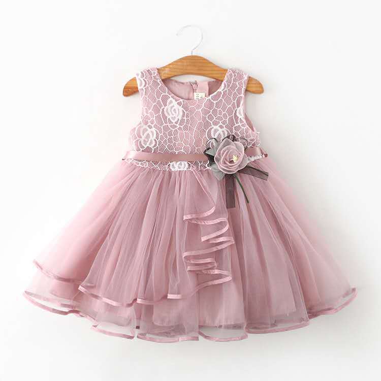 Baby Clothing Line - Mouwloze baby kinder kanten mesh-jurken voor