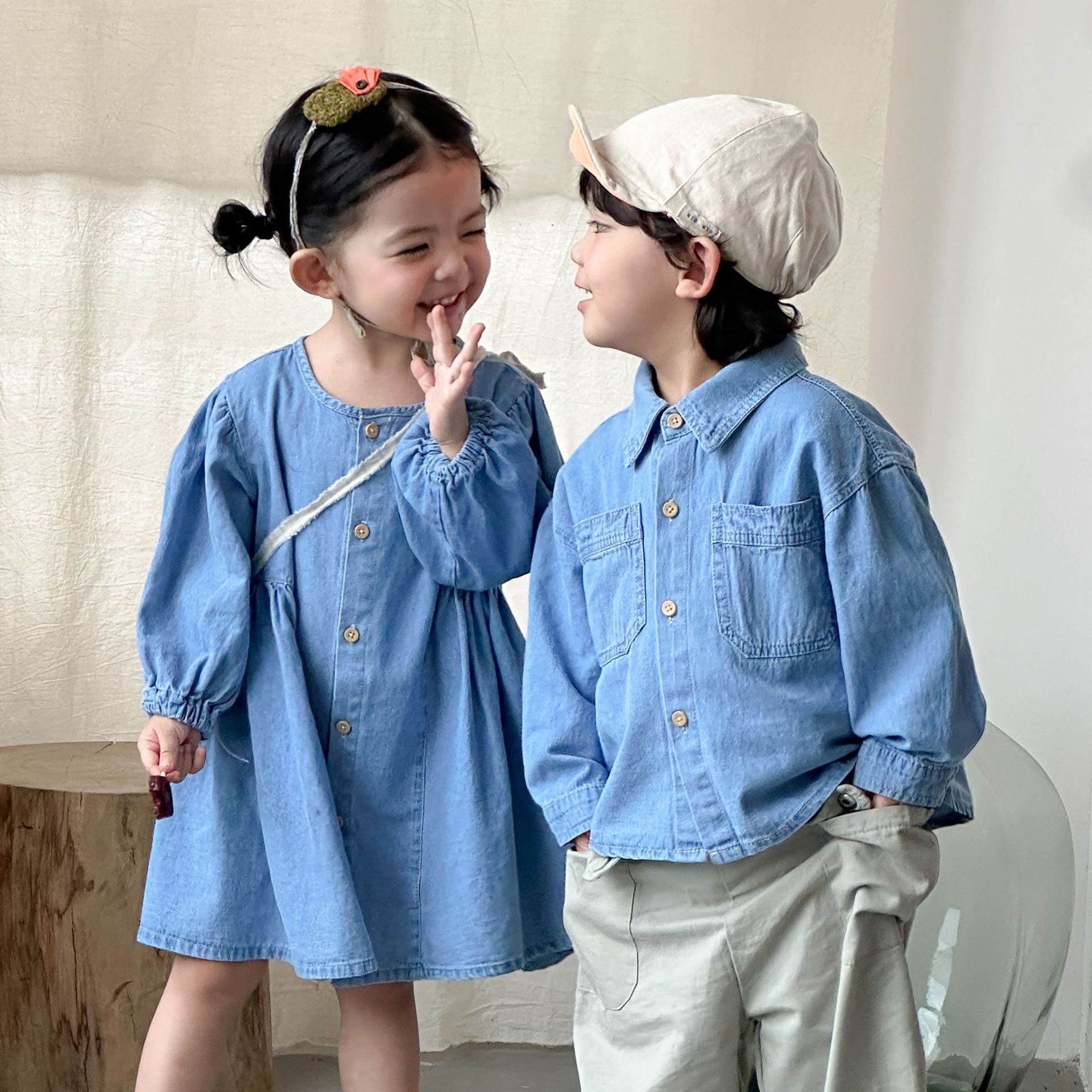 Baby Clothing Line - Meisjes denimjurk kinderen 2026 nieuwe lente