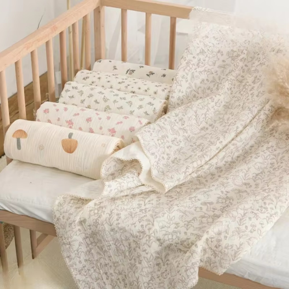 Muslin Swaddle Wrap - Zachte bloemenmousseline babydeken katoen twee lagen