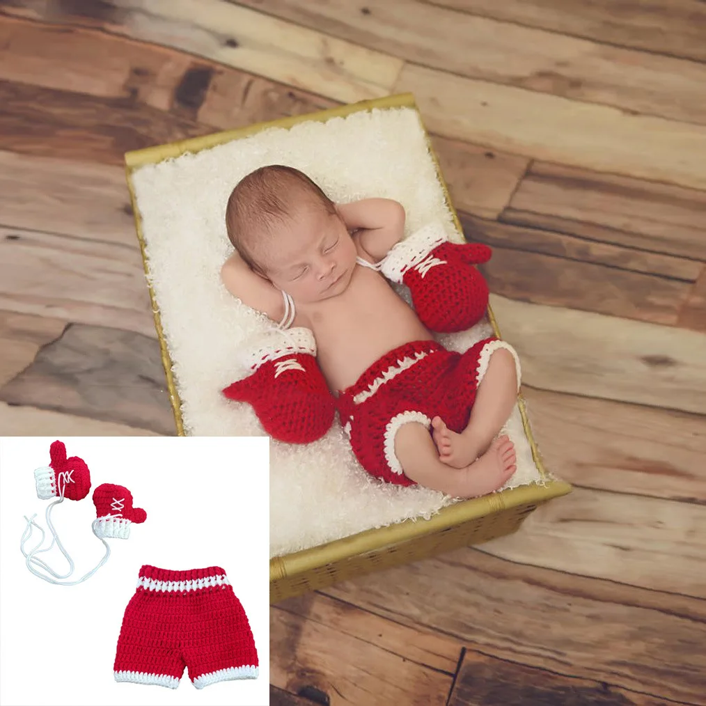 Baby Clothing Crochet - Pasgeboren Fotografie Outfit Baby Bokskleding Kostuum